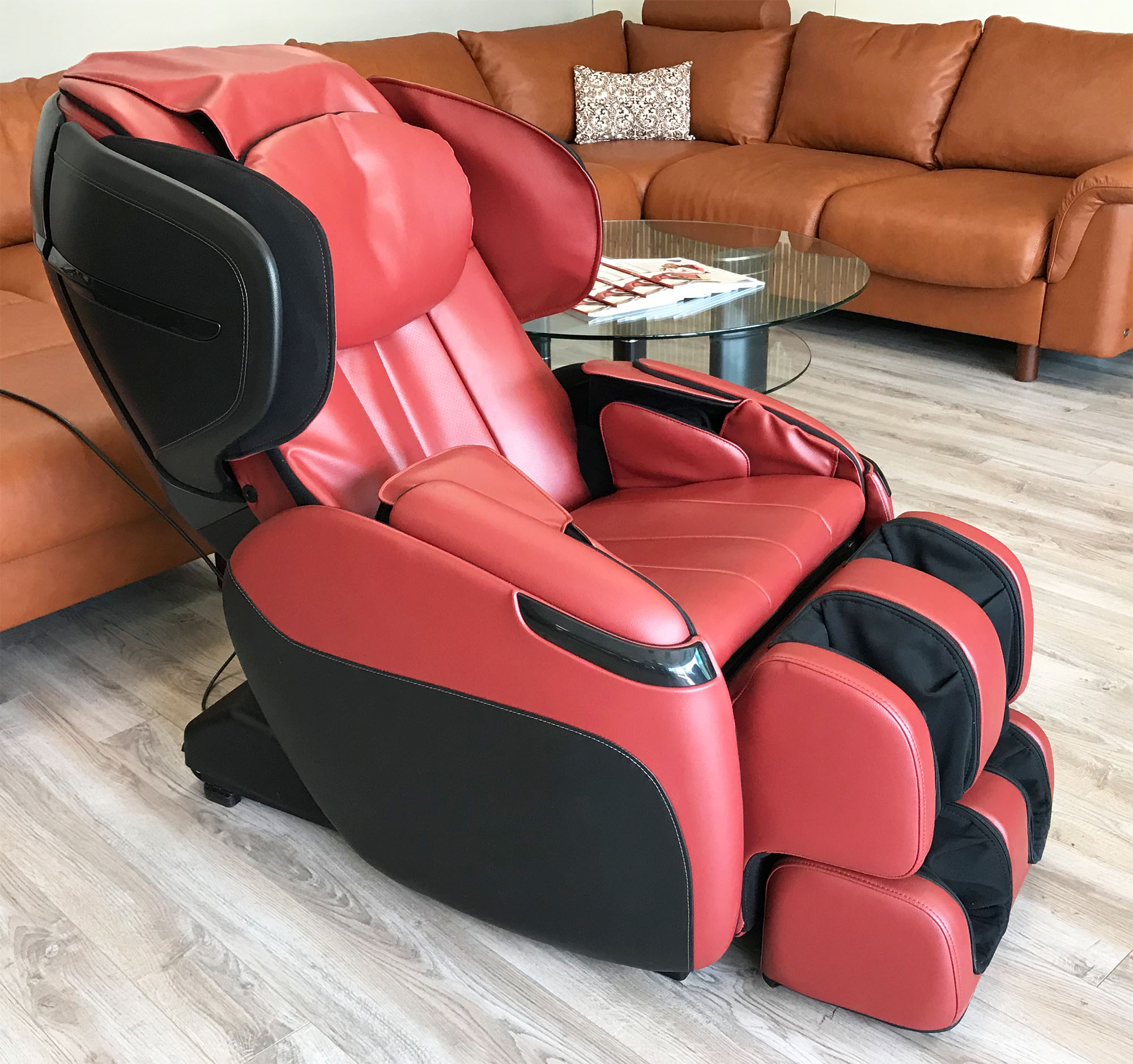 Red SofHyde Human Touch Opus 3D Massage Chair Zero Gravity Recliner by