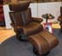 Stressless Magic Large Recliner and Ottoman - Royalin Brown Leather