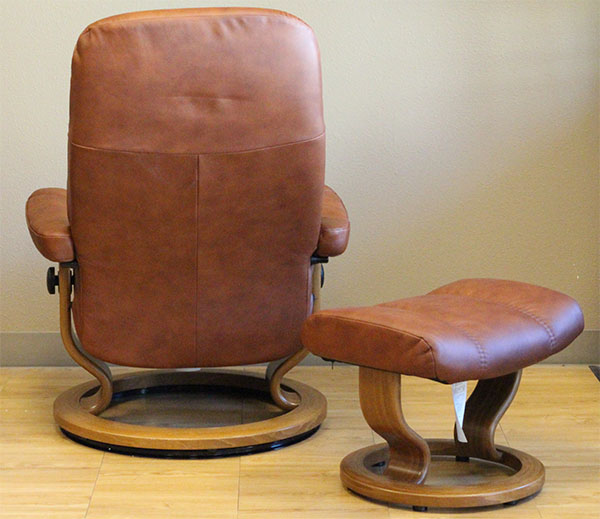 Stressless Consul Medium Batick Caramel Leather Recliner by Ekornes