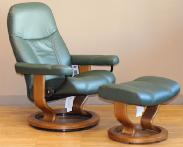 Stressless Batick Hunter Green 09394 Leather Recliner by Ekornes