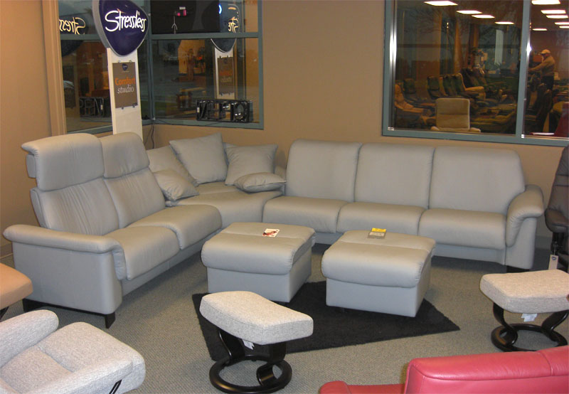 Stressless Paloma Pearl Grey 09405 Leather Paradise Sectional from Ekornes