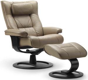 Fjords Regent Ergonomic Recliner Chair and Ottoman C Frame Scandinavian Lounger