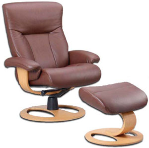 Fjords Scandic Ergonomic Leather Recliner Chair and Ottoman Scandinavian 