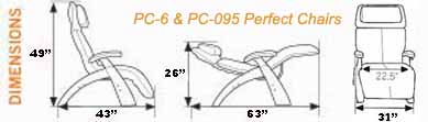 PC-75 / PC-075 Power Electric Human Touch Perfect Chair Dimensions