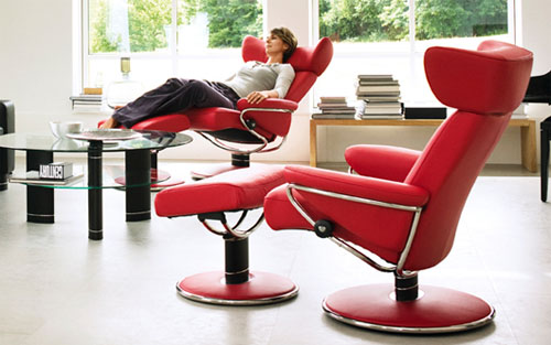 Stressless Jazz Red Leather Recliner Chair by Ekornes
